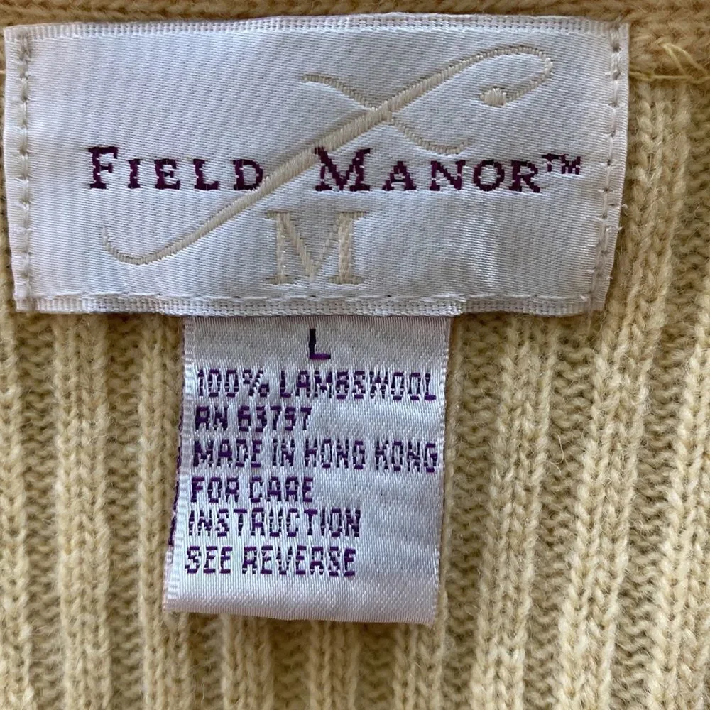 Field Manor 100% lambswool button front sleeveless sweater vest size L